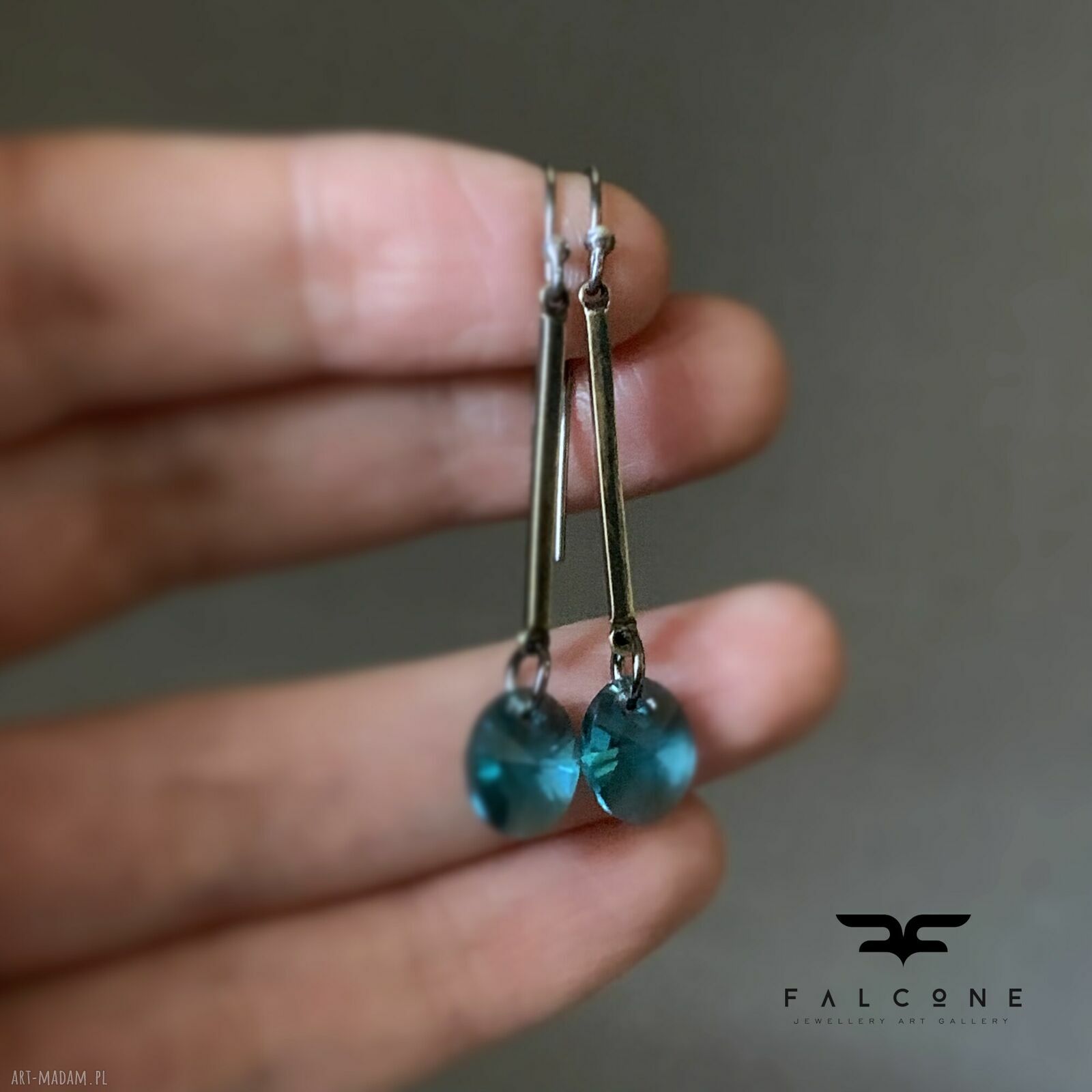 Kolczyki Sea Shades - srebro, patynowany mosiądz i kryształy Swarovski