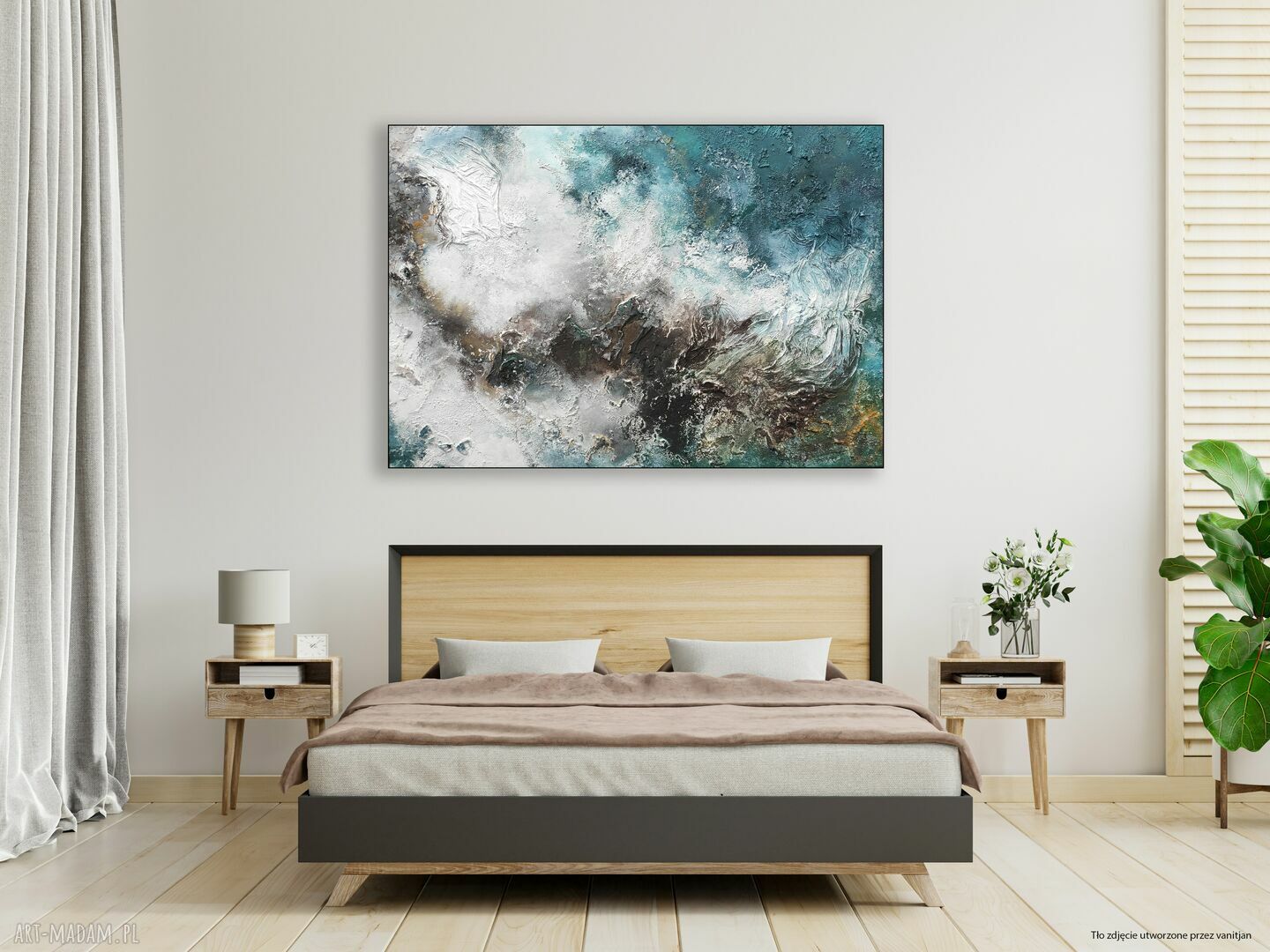 SEA 100x140 cm - ręcznie malowany abstrakcyjny obraz na płótnie