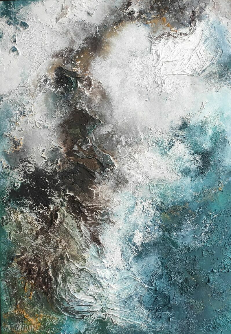 SEA 100x140 cm - ręcznie malowany abstrakcyjny obraz na płótnie