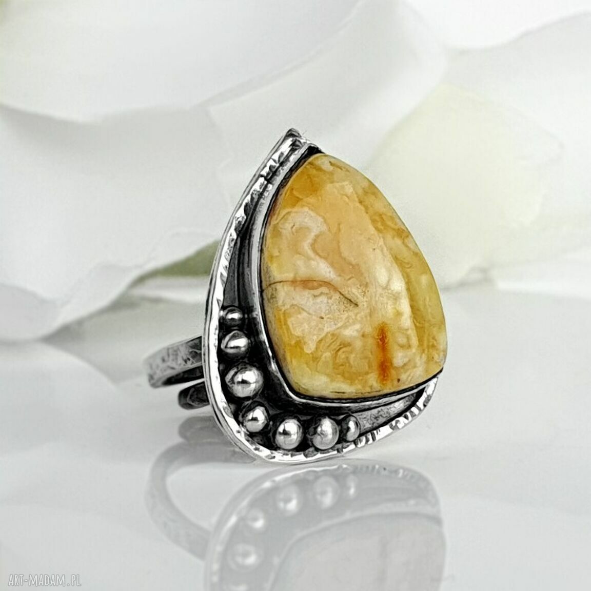 pierścionki: Seasalt II srebrny pierścionek z bursztynem bałtyckim Autorskie