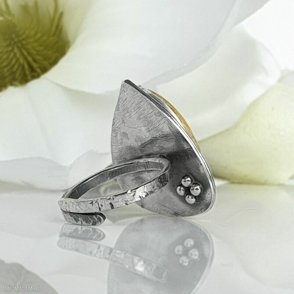 pierścionki: Seasalt II srebrny pierścionek z bursztynem bałtyckim Autorskie