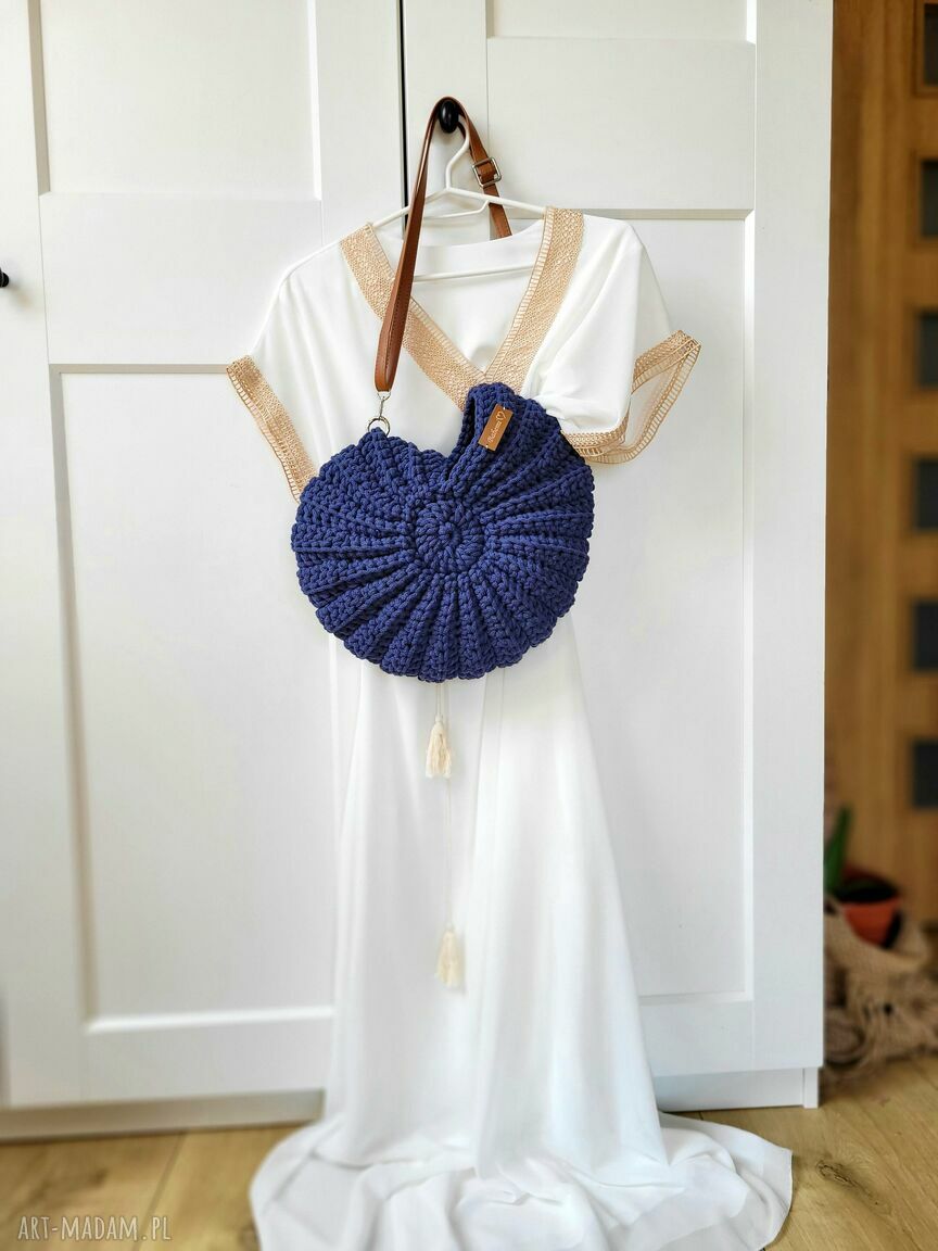 Torba w kształcie muszli Seashell Bag - jeans granat na ramię