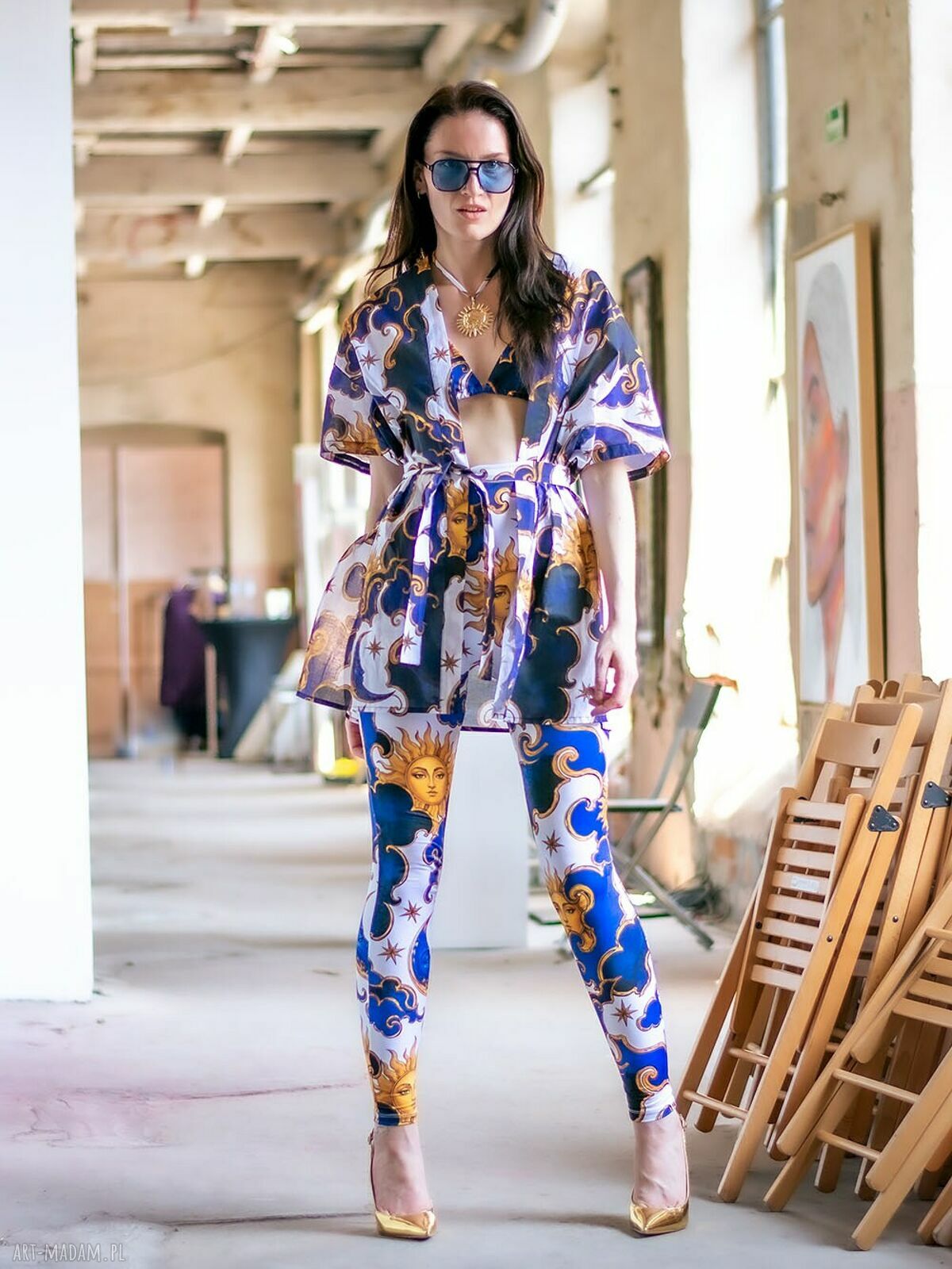 Legginsy Second Skin Sky Parade - wysoki stan i autorski nadruk