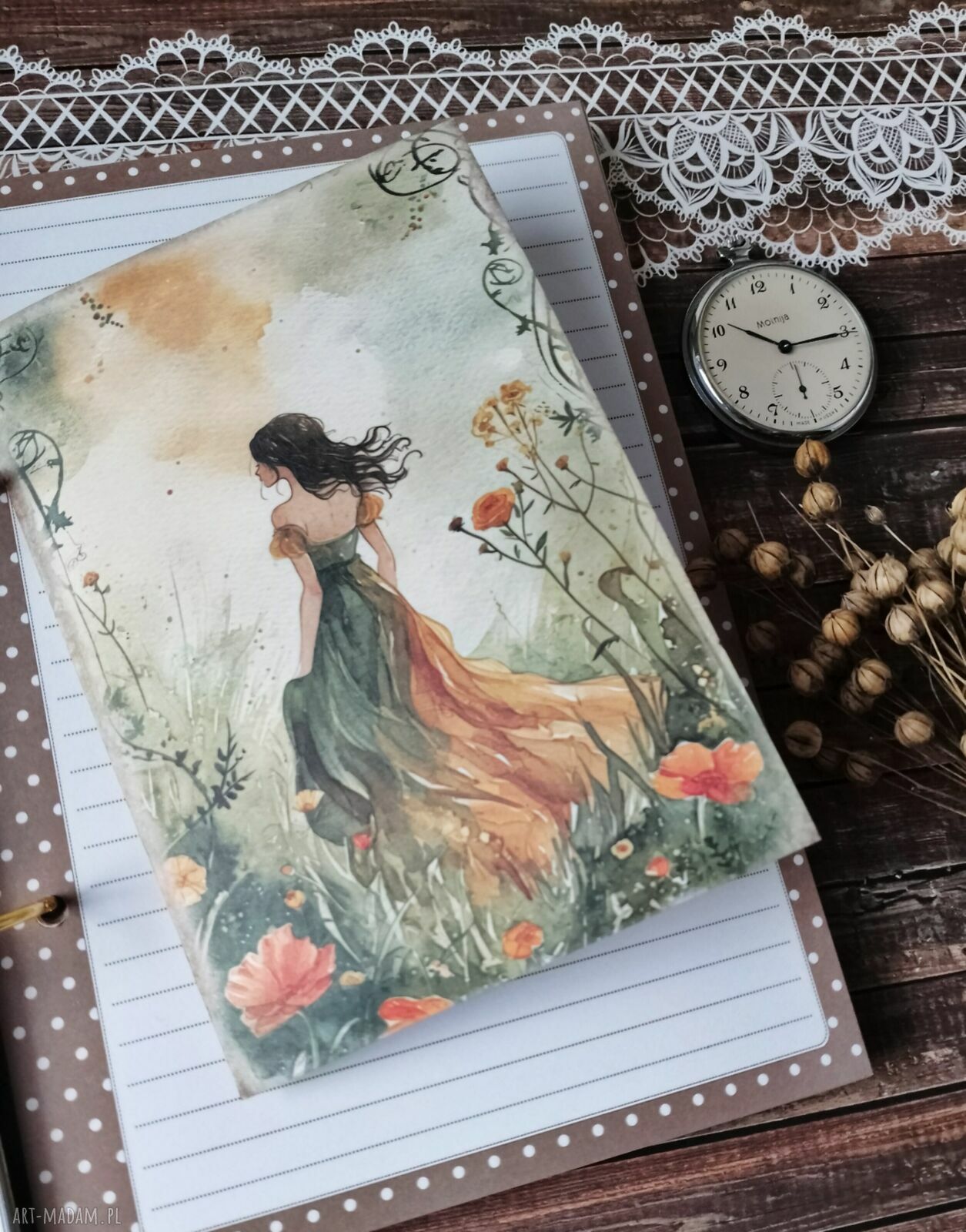 Secret Gardena - romantyczny notes A5 (pamiętnik) z motywem ogrodu i ważki