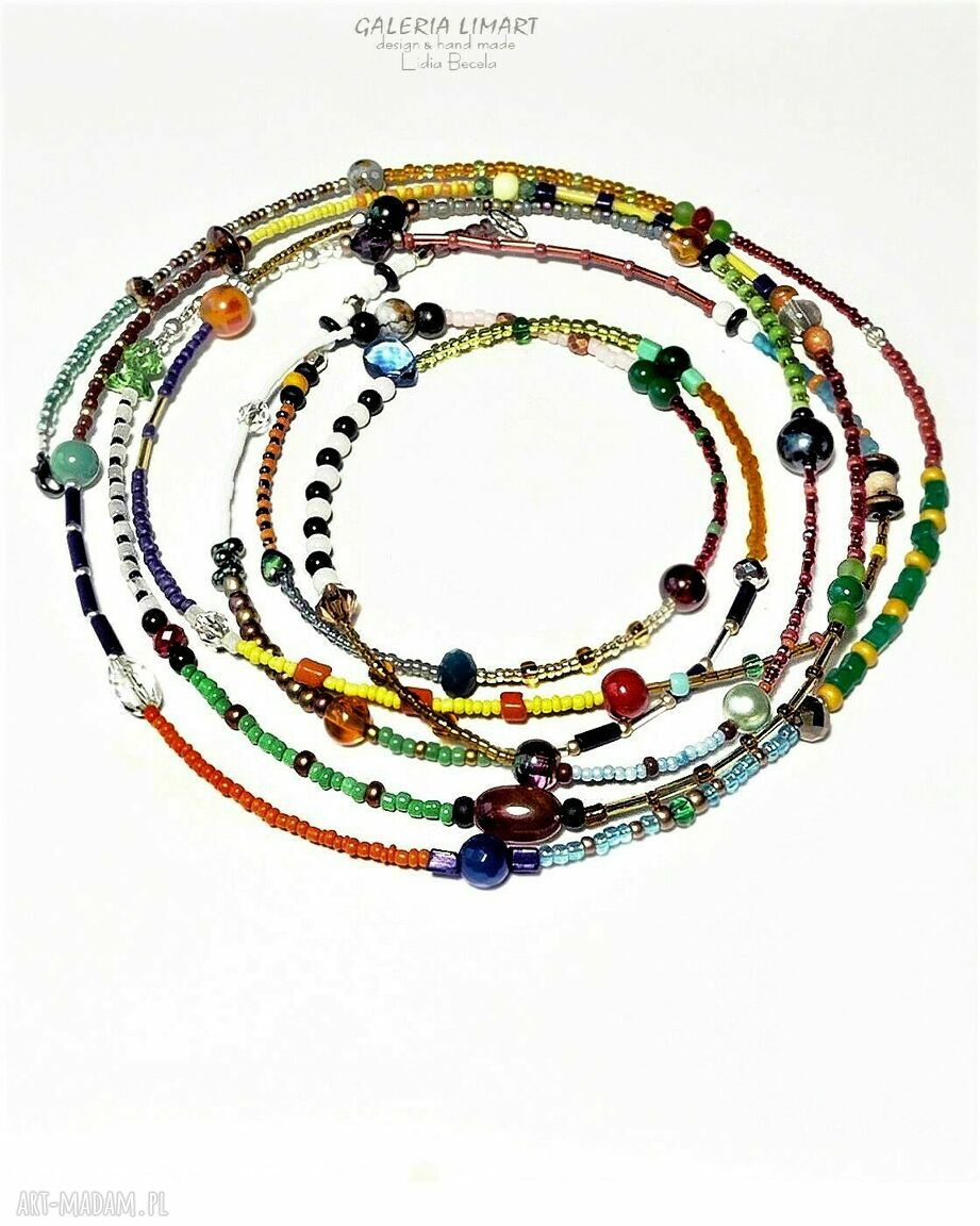Boho bajecznie kolorowy naszyjnik z seed beads, ok. 230 cm