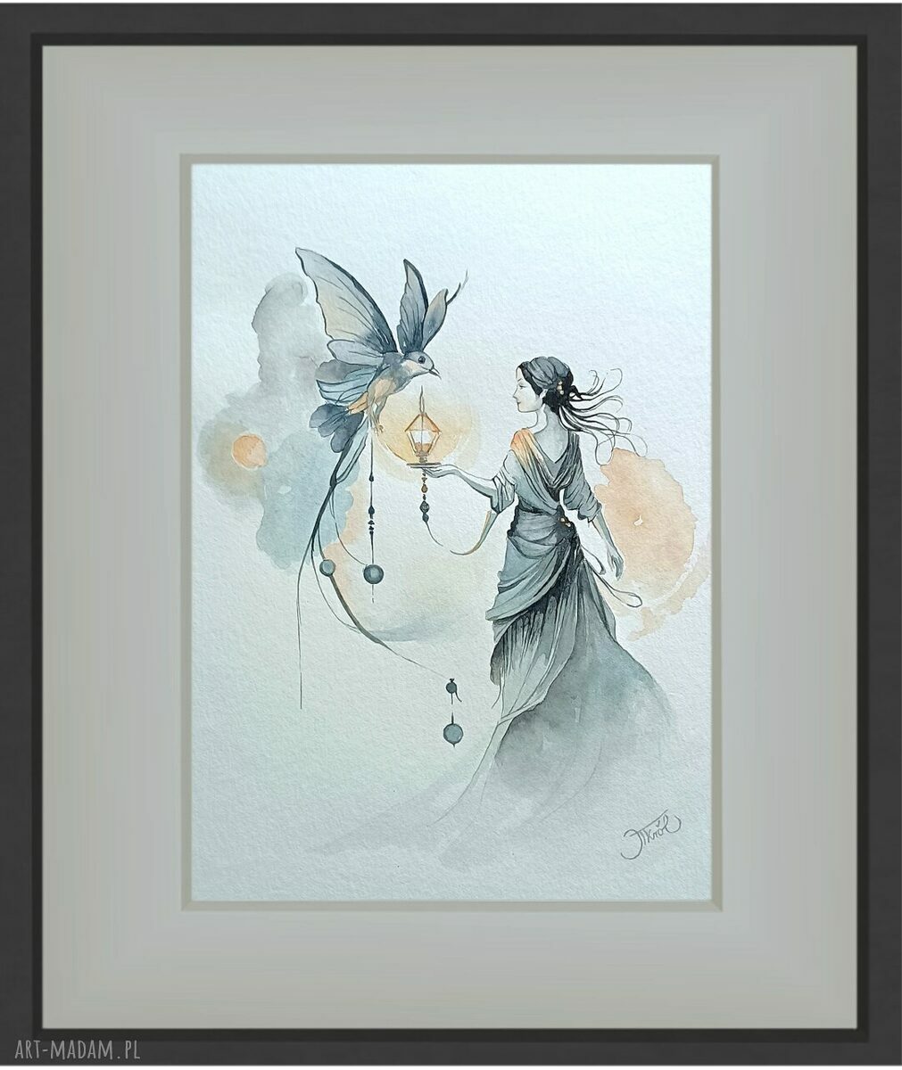 Sekretny dialog - oryginalny obraz z akwareli 24 x 32 cm
