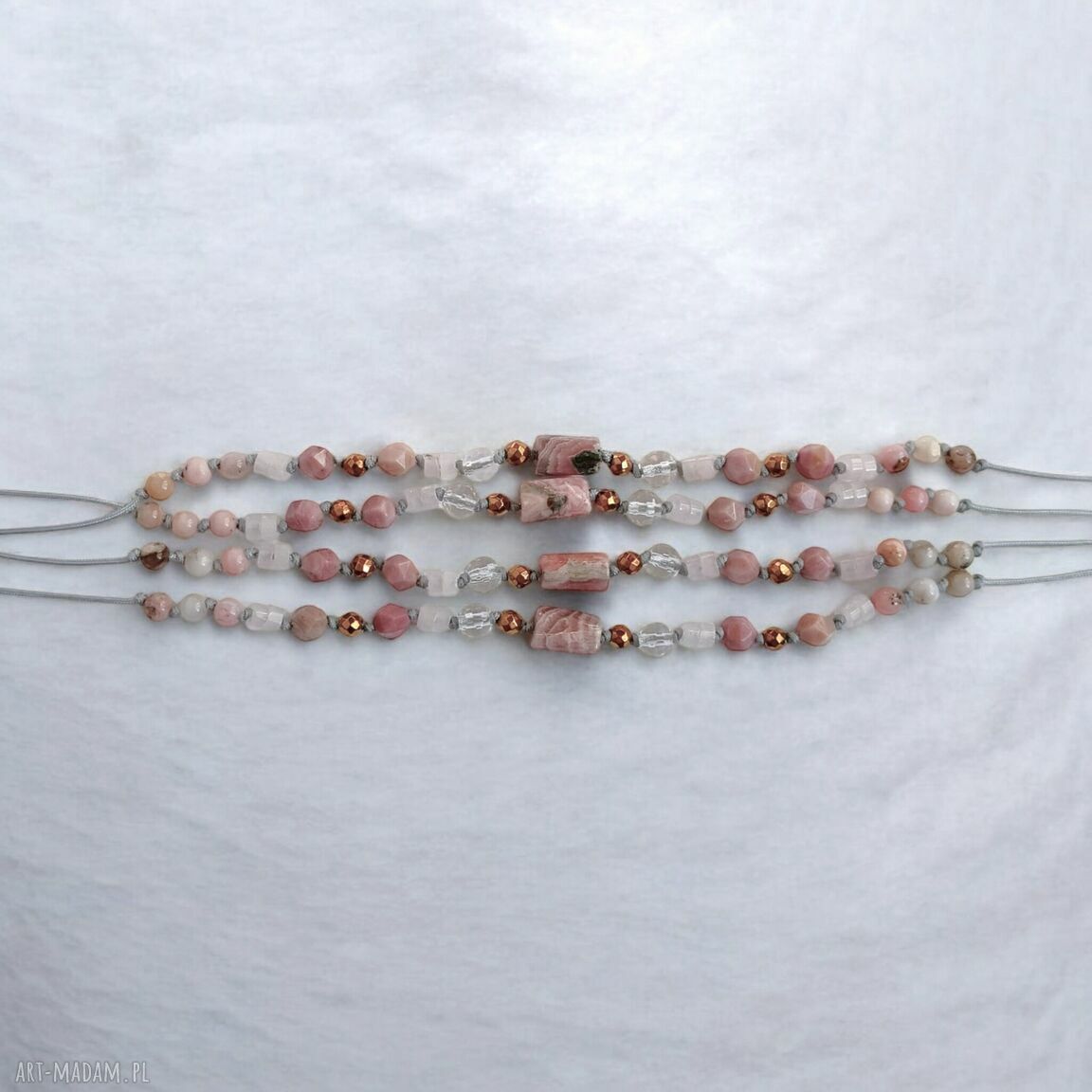 Self Love - amulet z rodochrozytem, rodonitem, opalem i kwarcem różowym