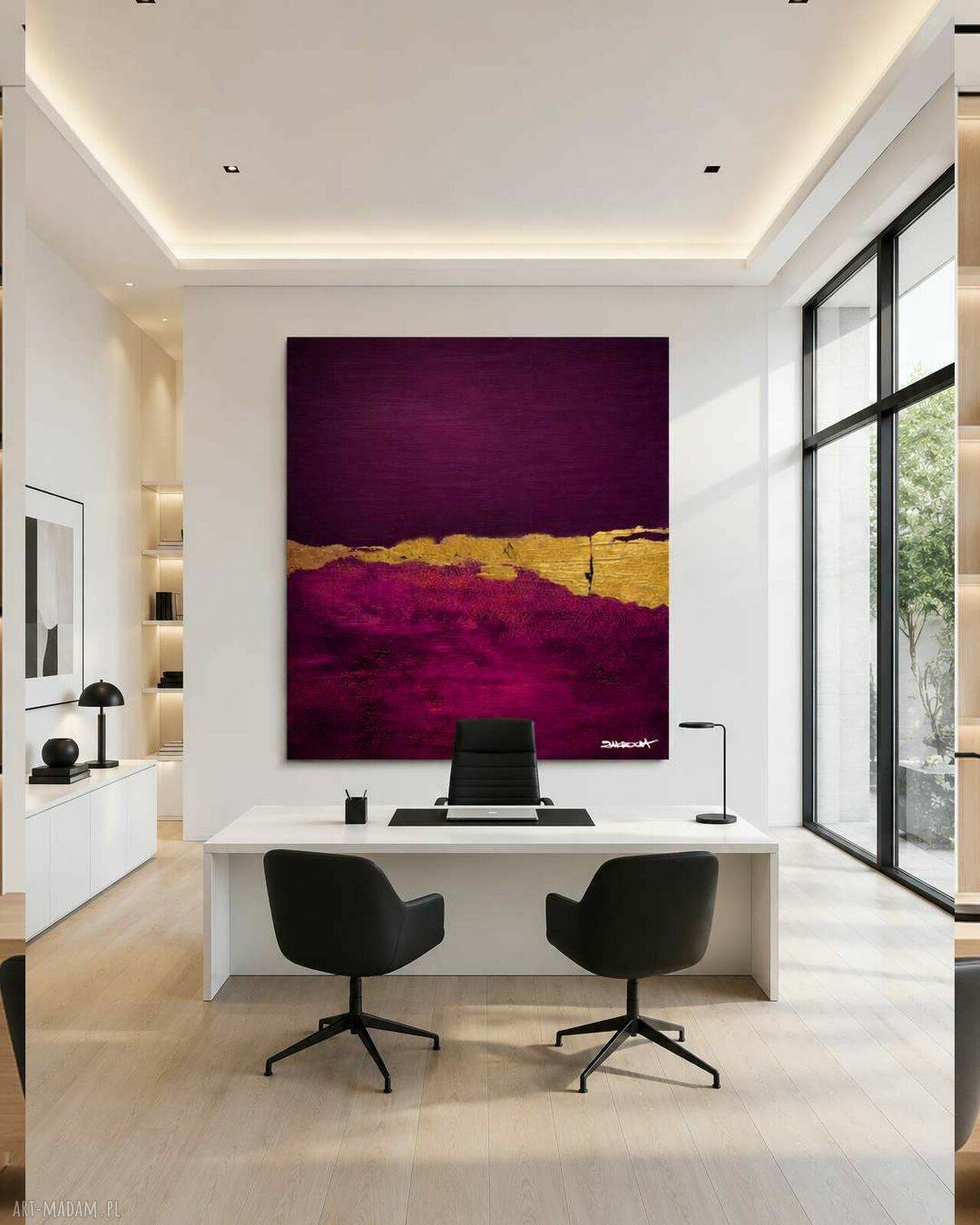 Purpurowy Sen - unikatowy obraz ręcznie malowany akryl 120x120 cm
