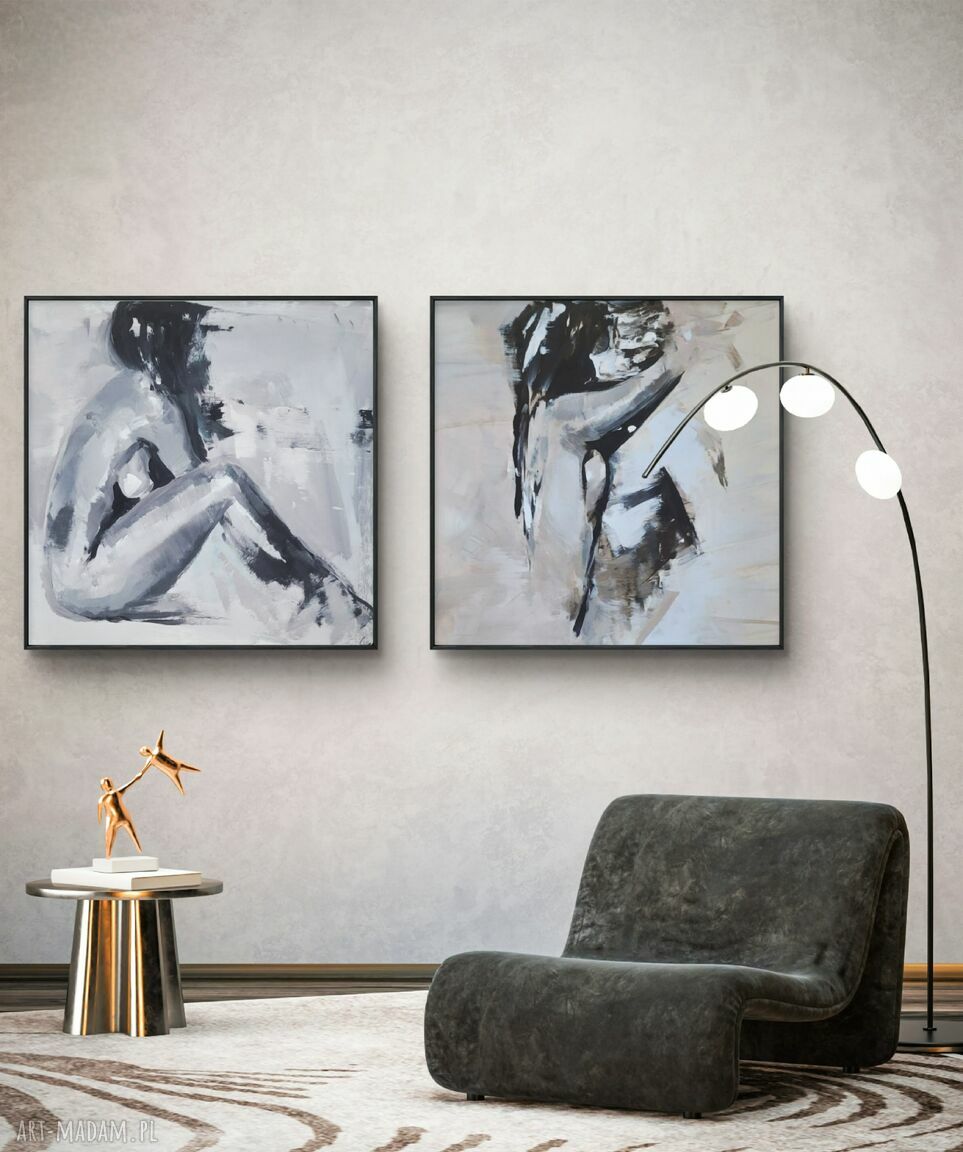 Zmysłowy komplet inkografii Sensual - czarno-biała grafika do sypialni