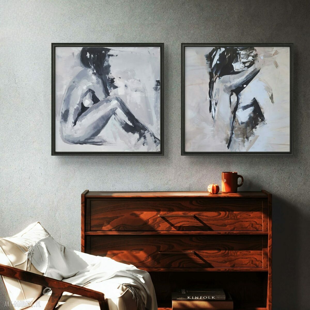 Zmysłowy komplet inkografii Sensual - czarno-biała grafika do sypialni