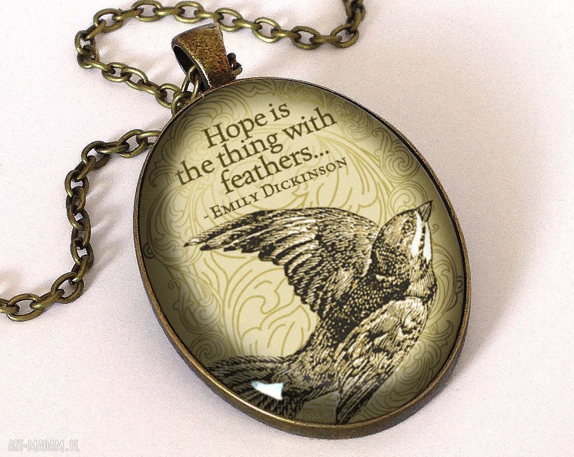 Nadzieja owalny medalion łańcuszkiem cytatem sentencja prezent