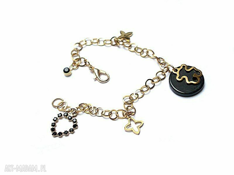 Bransoletka Gypsy Black and Gold z cyrkoniami czarno złoty blask