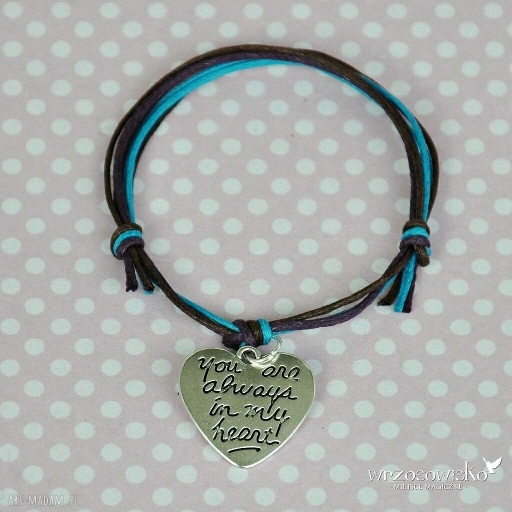 Always heart serce sznurkowa bransoletka przesłaniem idealna