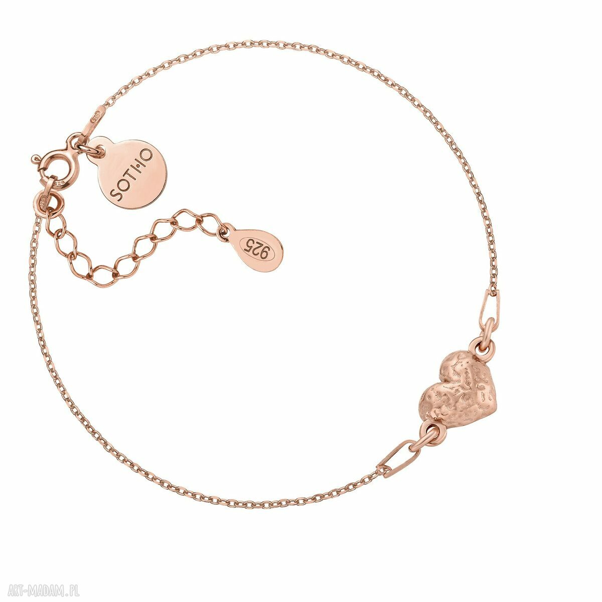 Bransoletka gniecionym serduszkiem różowego złota serduszko serce