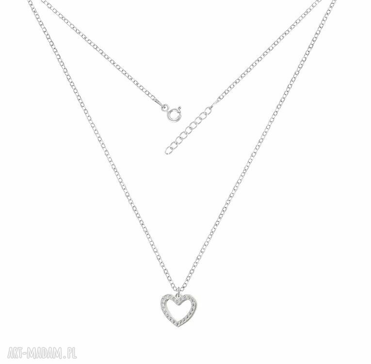 naszyjniki: celebrate heart with zircons necklace hand made