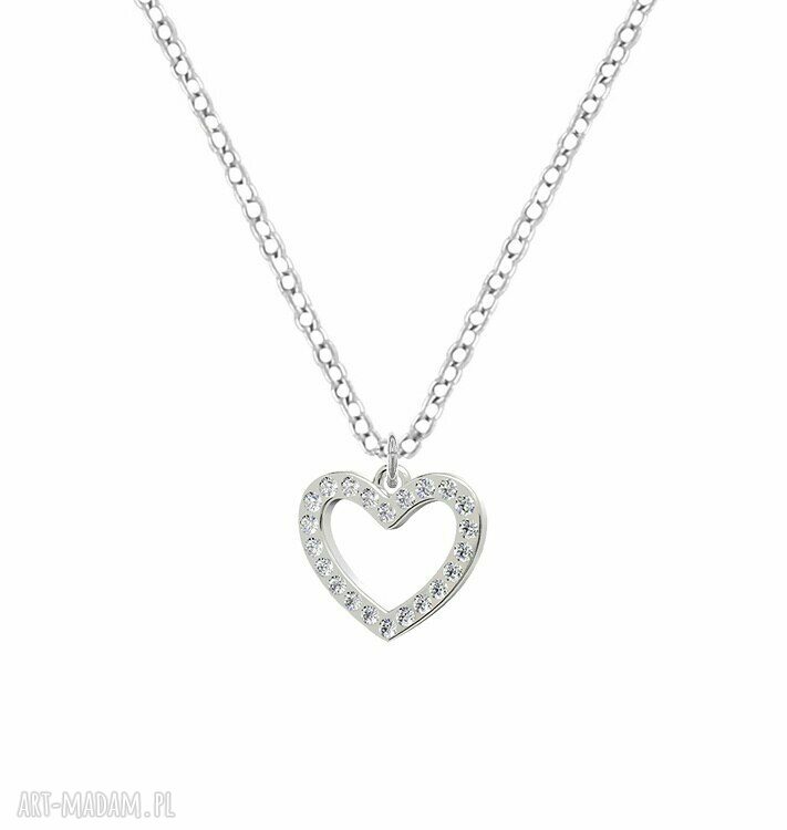 Celebrate heart with zircons necklace serce walentynki srebro