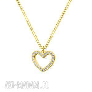 celebrate - heart with zircons - necklace g - złote