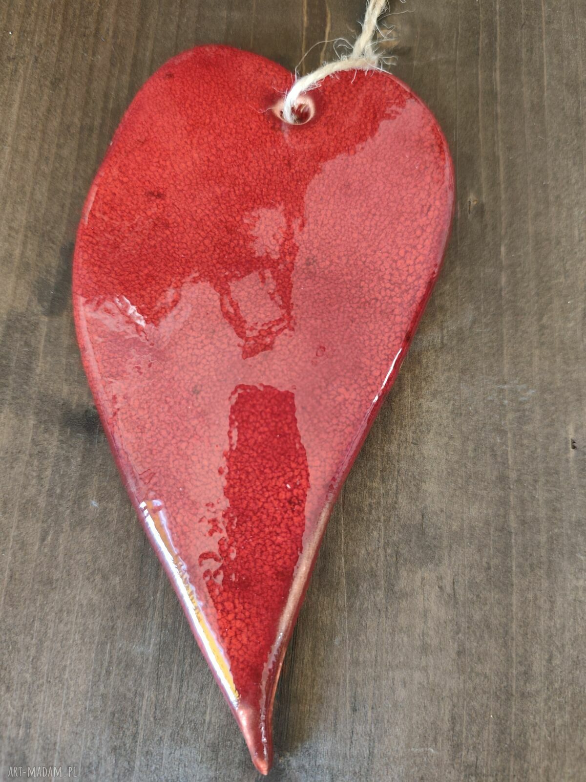 Czerwone serce ceramiczne „Miłość dwoje” - dekoracja handmade