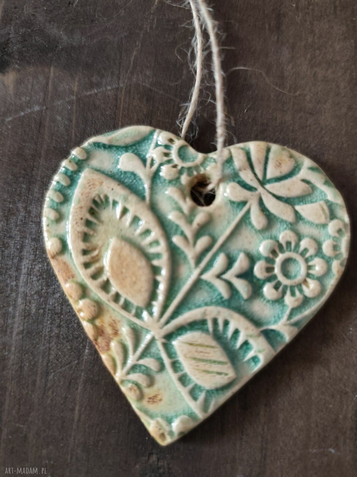 Ceramiczne serce - zawieszka handmade w stylu „Wolna Chwila”