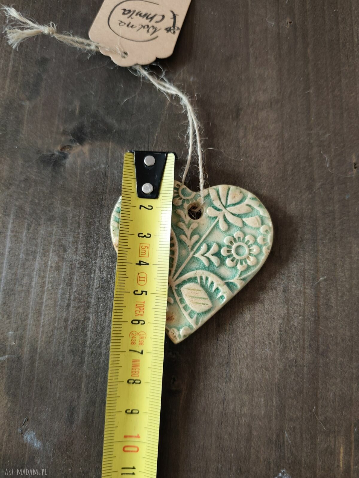 Ceramiczne serce - zawieszka handmade w stylu „Wolna Chwila”