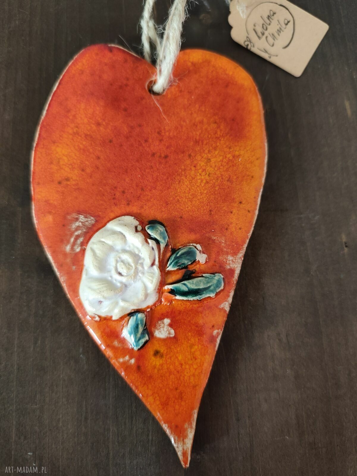 Serce ceramiczne - zawieszka Wolna chwila