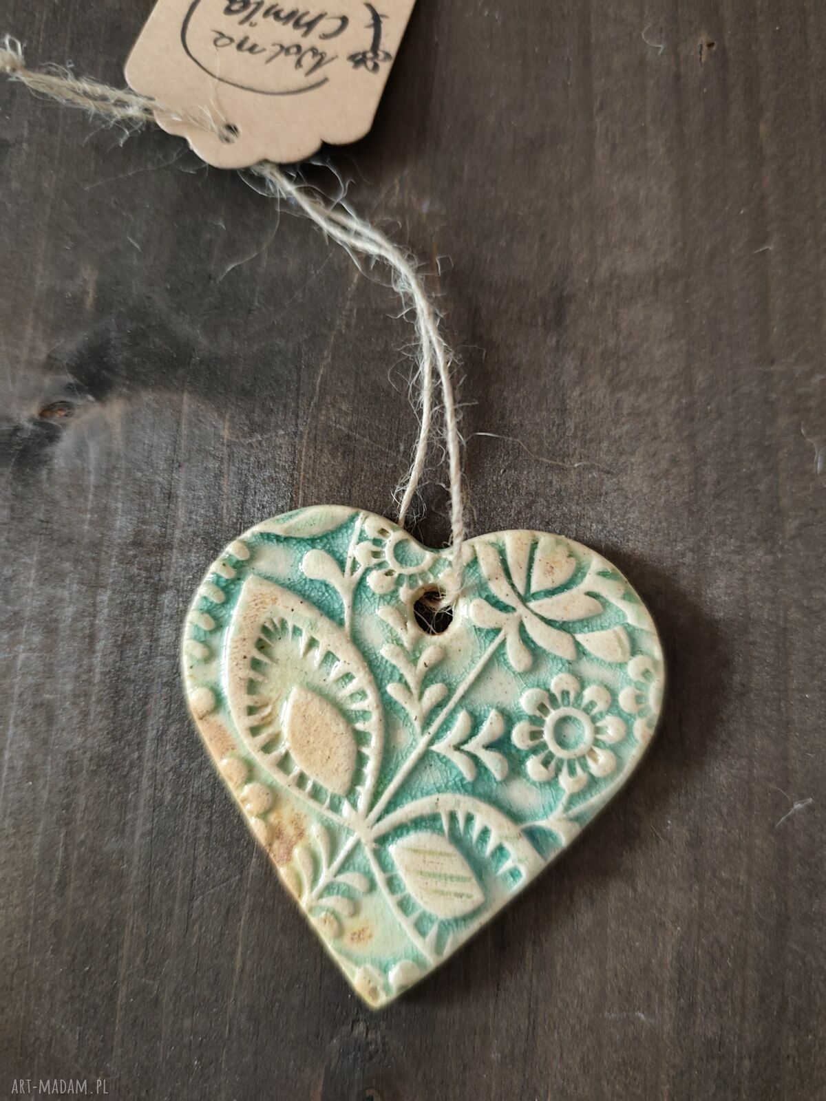 Ceramiczne serce - zawieszka handmade w stylu „Wolna Chwila”