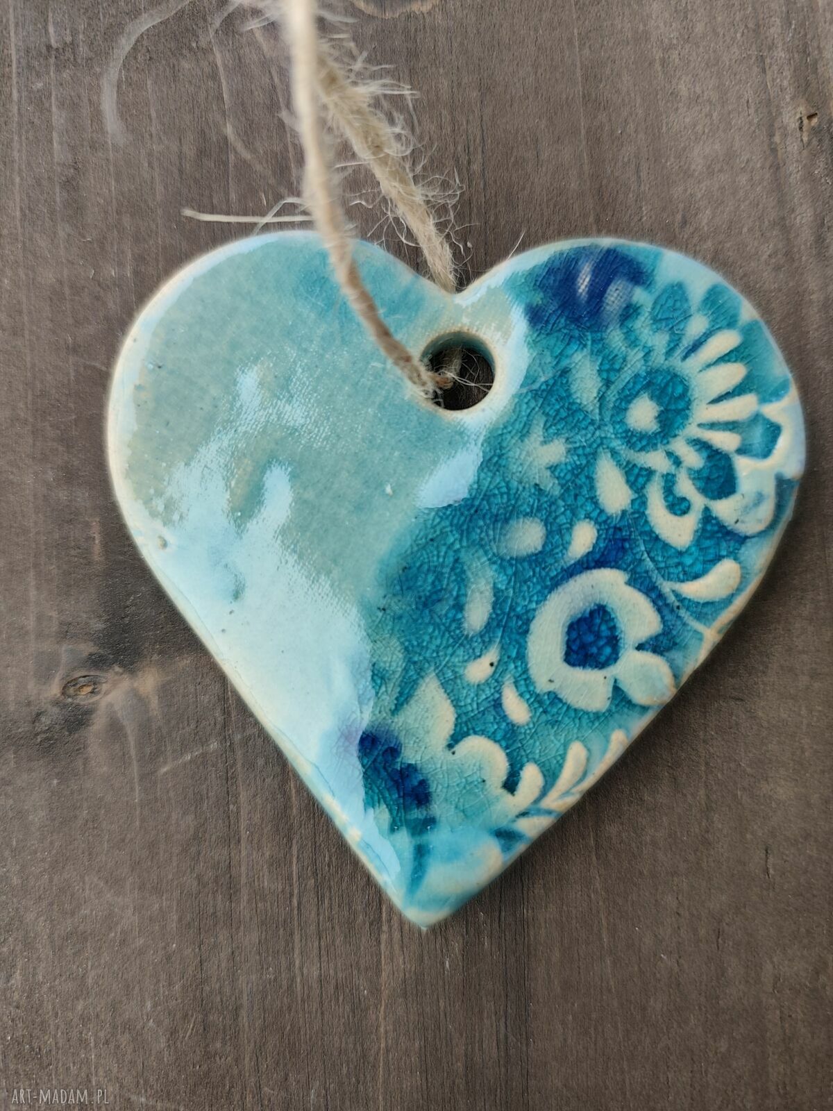 Serce ceramiczne - zawieszka handmade Wolna Chwila