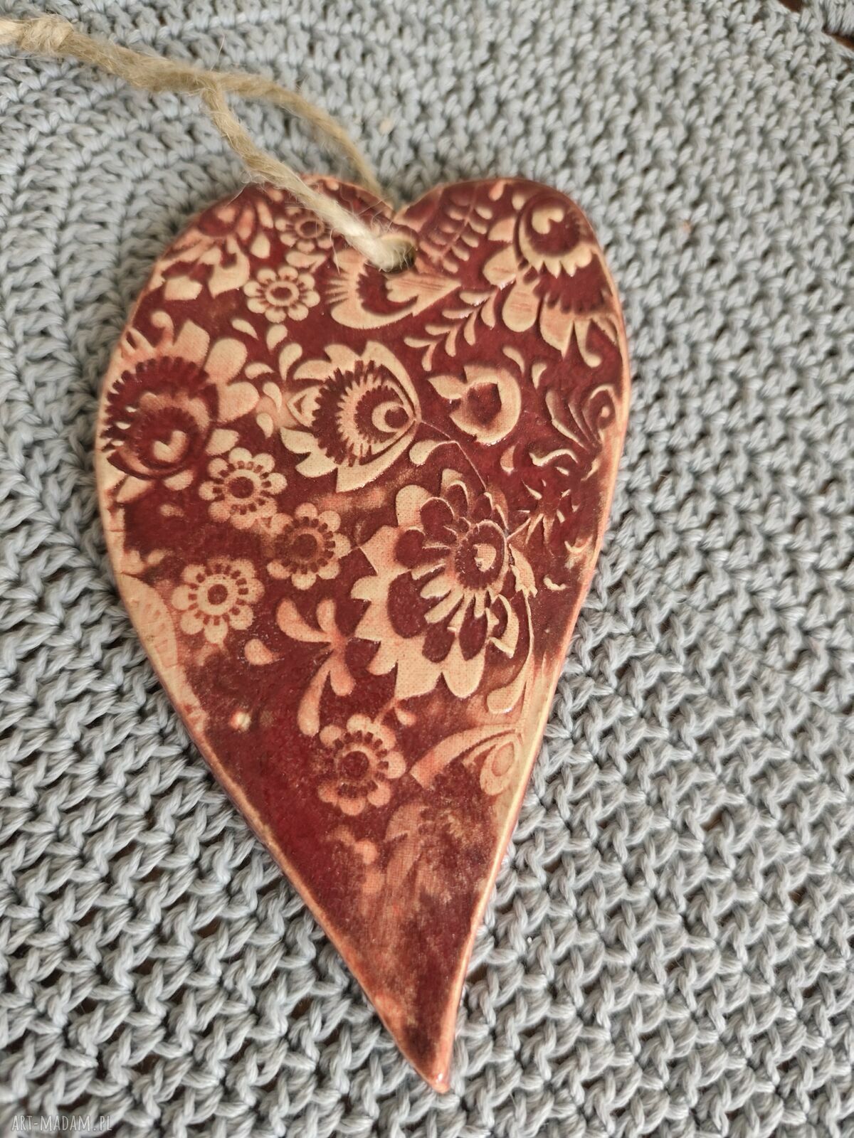 Ręcznie robione serce ceramiczne - zawieszka dla niej