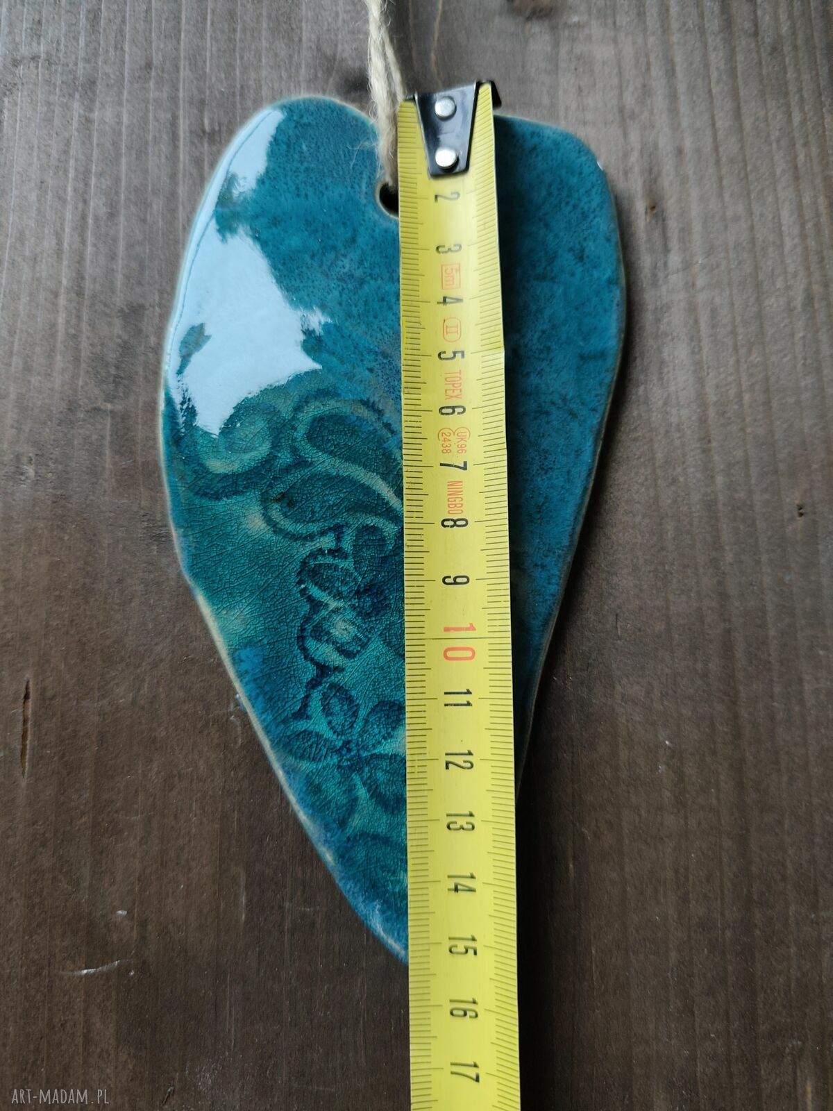 Turkusowa zawieszka - serce ceramiczne, ręcznie wypalane