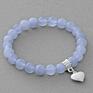 handmade bransoletki jade with heart in blue violet