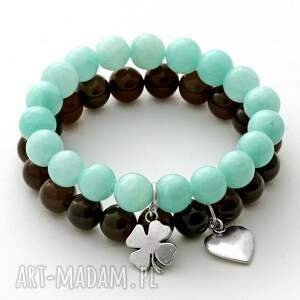 mint jade & brown agate set ii