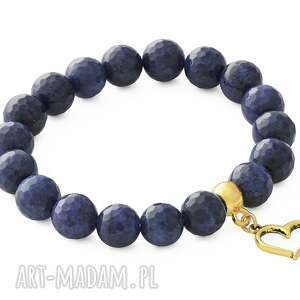 navy blue jade with heart pendant