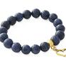 handmade bransoletki navy blue jade with heart pendant