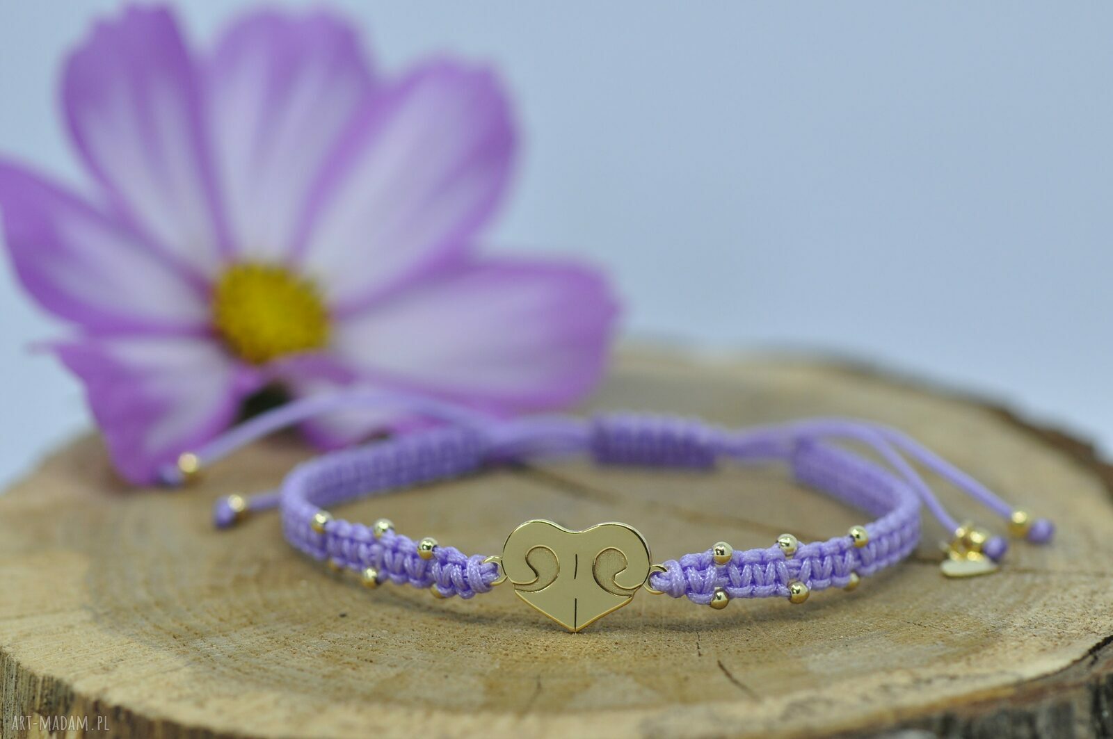 Serce i nosek psa - bransoletka ze srebra 925 pozłacanego (handmade)