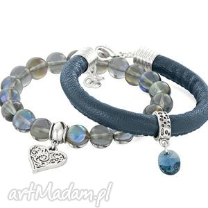 opalescence blue quartz with leather