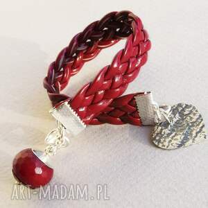 artimum p - bordo & silver heart - srebrne bransoletki