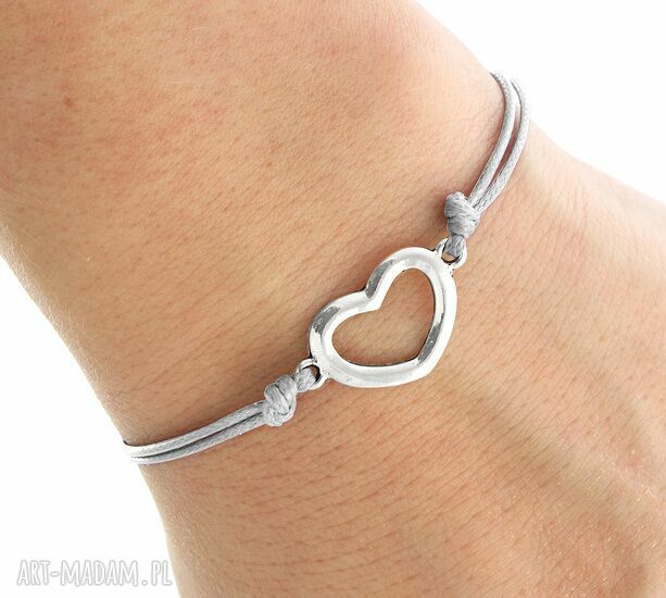 Simply charm gray twine with heart sznurek serce delikatna
