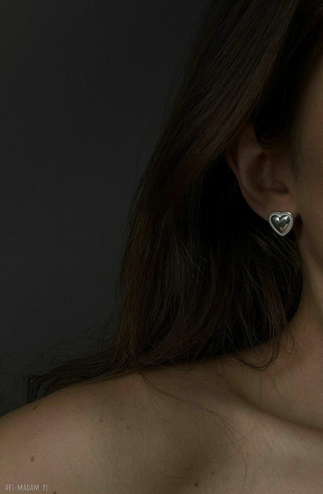 kolczyki: Srebrne kolczyki serca Autorskie