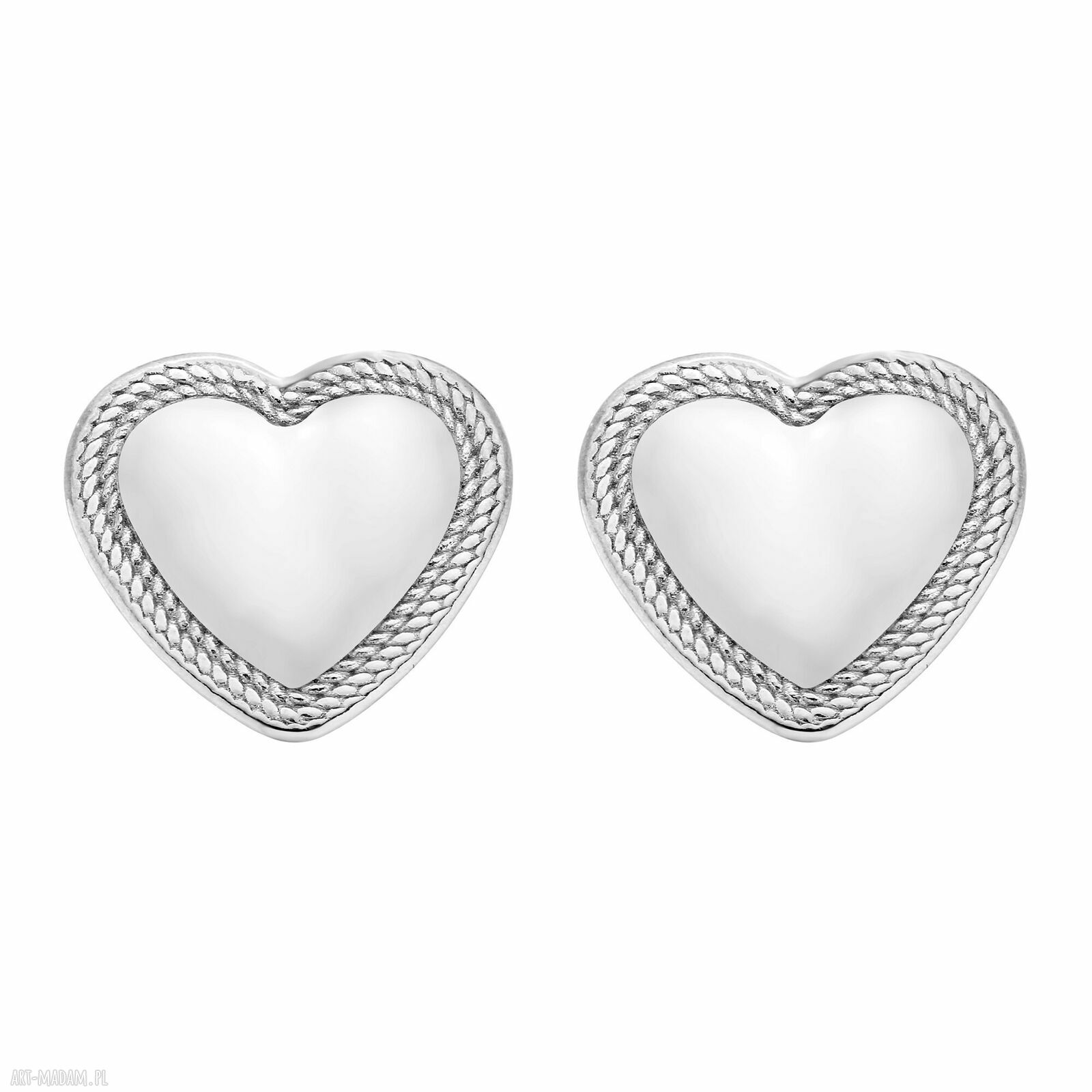 Srebrne kolczyki serce sercem serduszkiem modne sztyfty