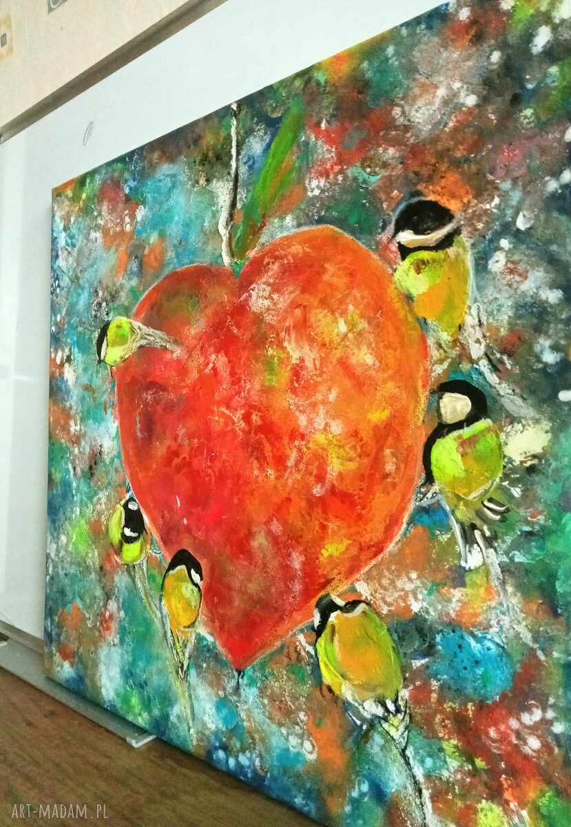 Akrylowy obraz „Serdecznie zapraszamy” 50x50 cm - pejzaż i zwierzęta