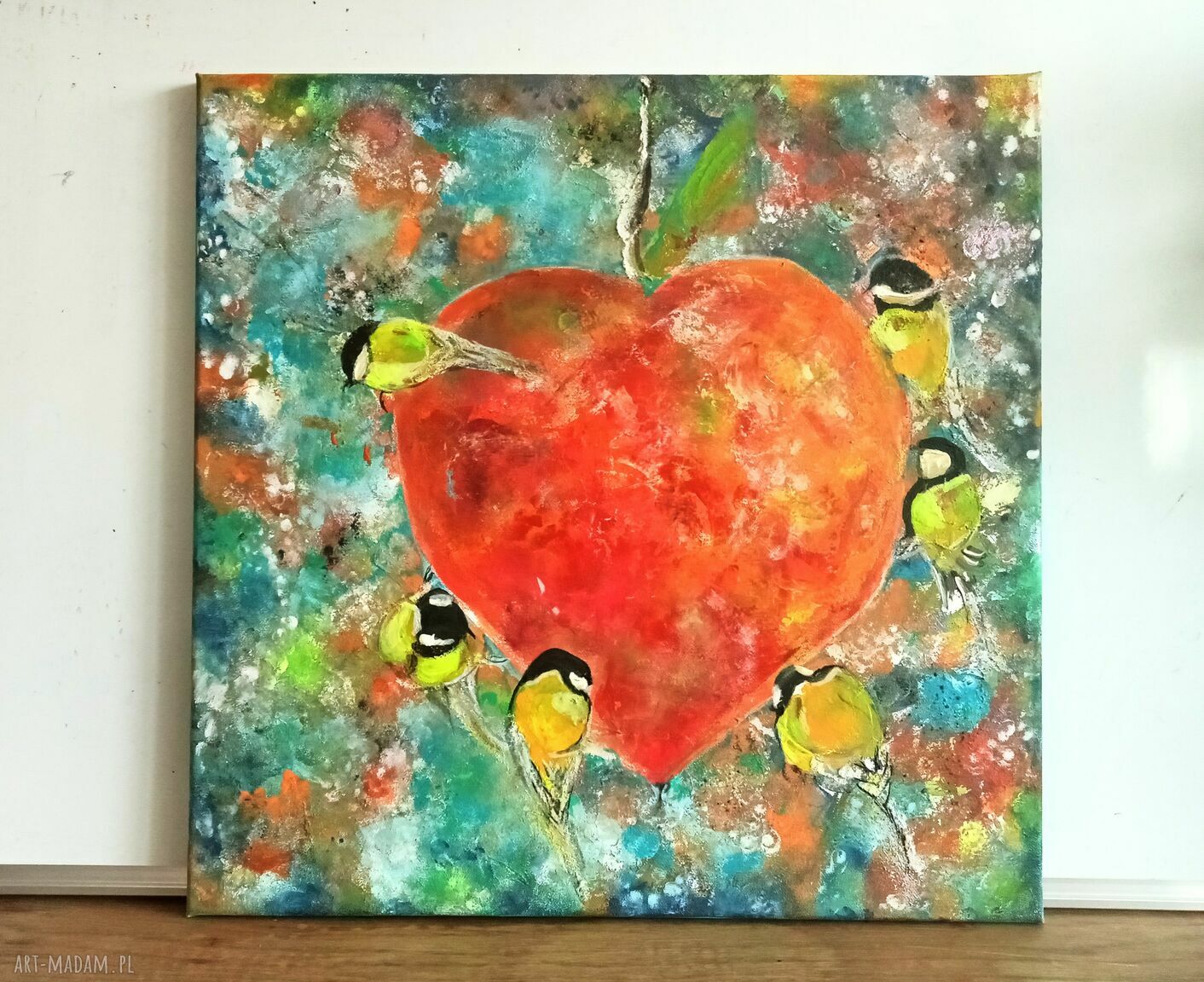 Akrylowy obraz „Serdecznie zapraszamy” 50x50 cm - pejzaż i zwierzęta