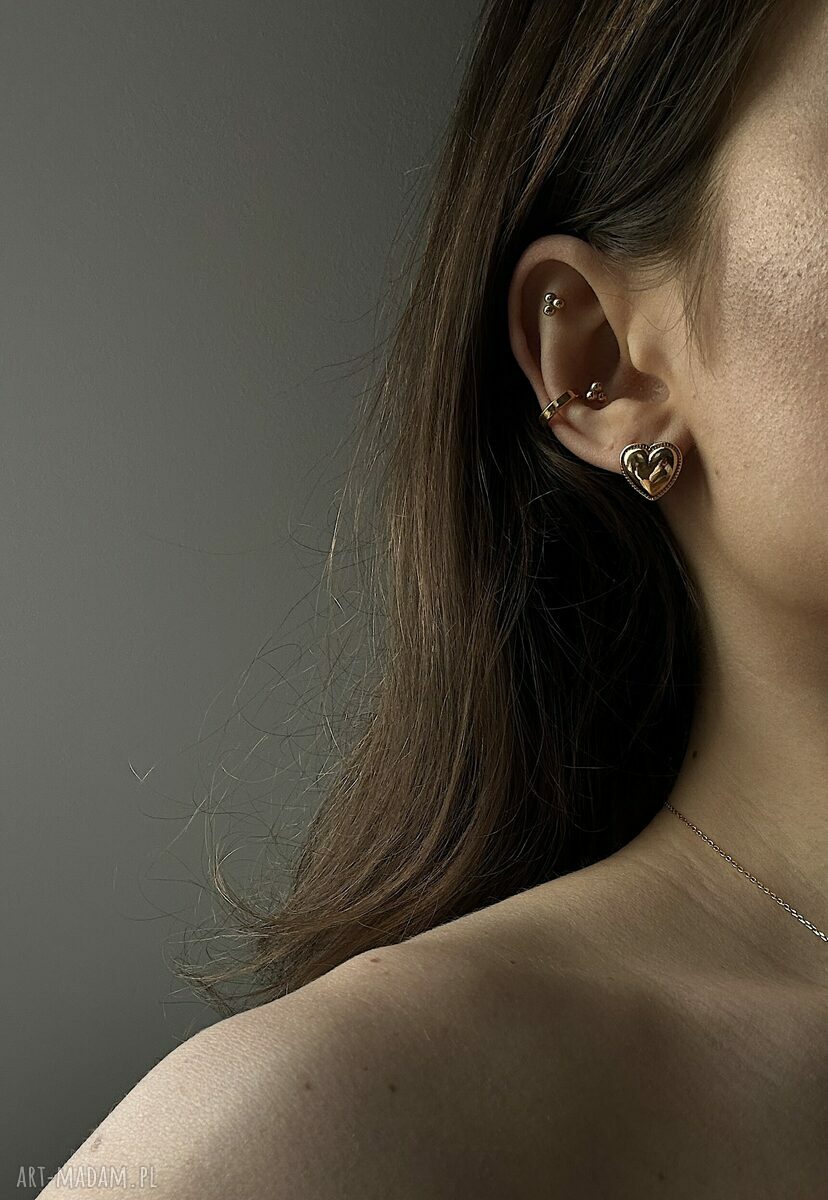 kolczyki: Złote kolczyki serca Ręcznie wykonane