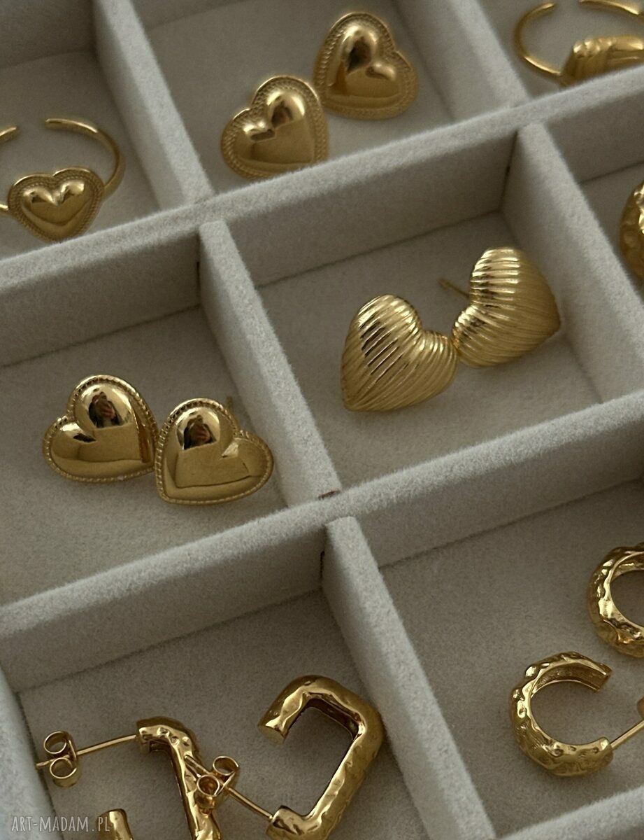 kolczyki: Złote kolczyki serca Ręcznie wykonane