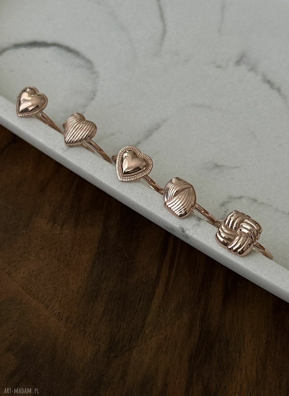 pierścionki: Pierścionek z sercem z różowego złota Ręcznie wykonane