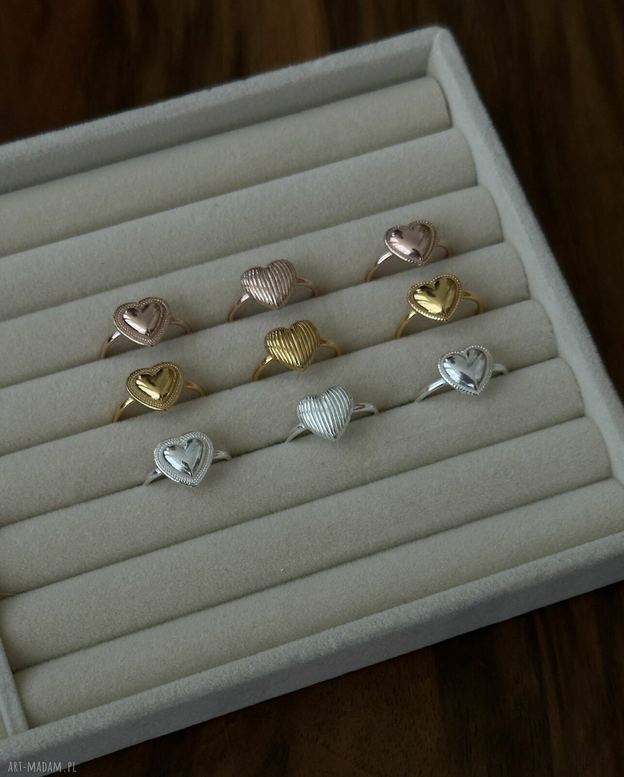 pierścionki: Pierścionek z sercem z różowego złota Ręcznie wykonane