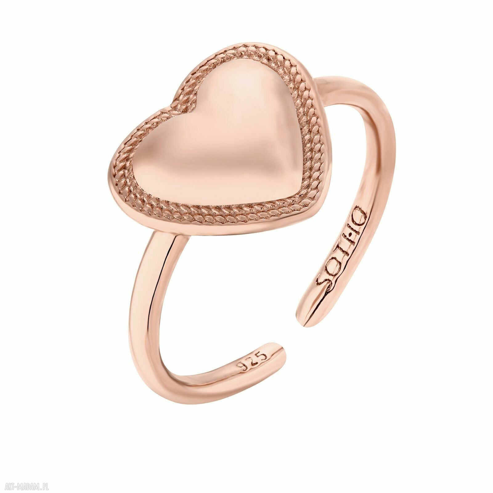 Pierścionek sercem różowego złota serce serduszkiem ozdobny