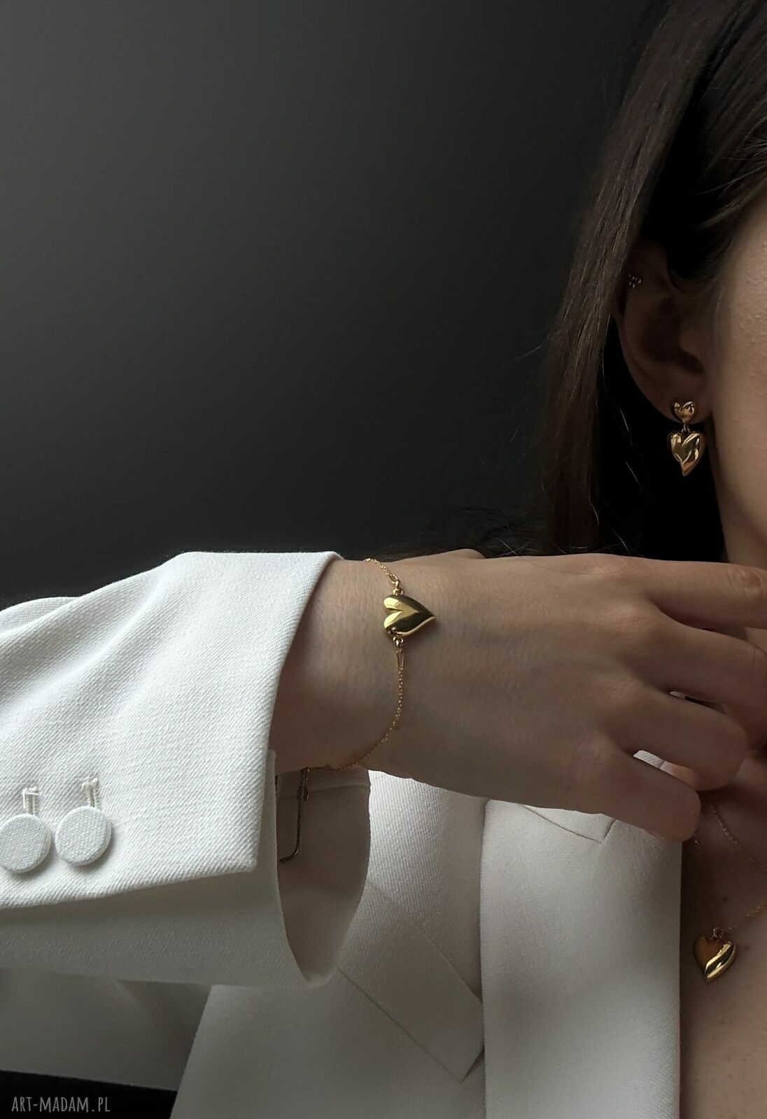 bransoletki: Złota bransoletka z sercem HandMade