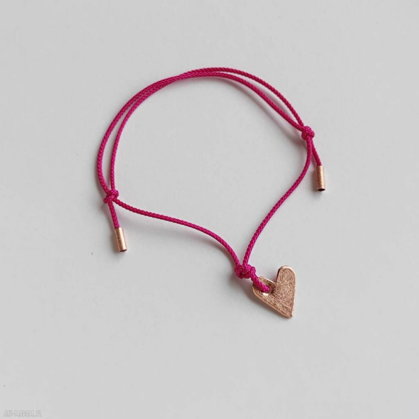 Serduszko bransoletka z zmatowionej miedzi - handmade dla kobiet