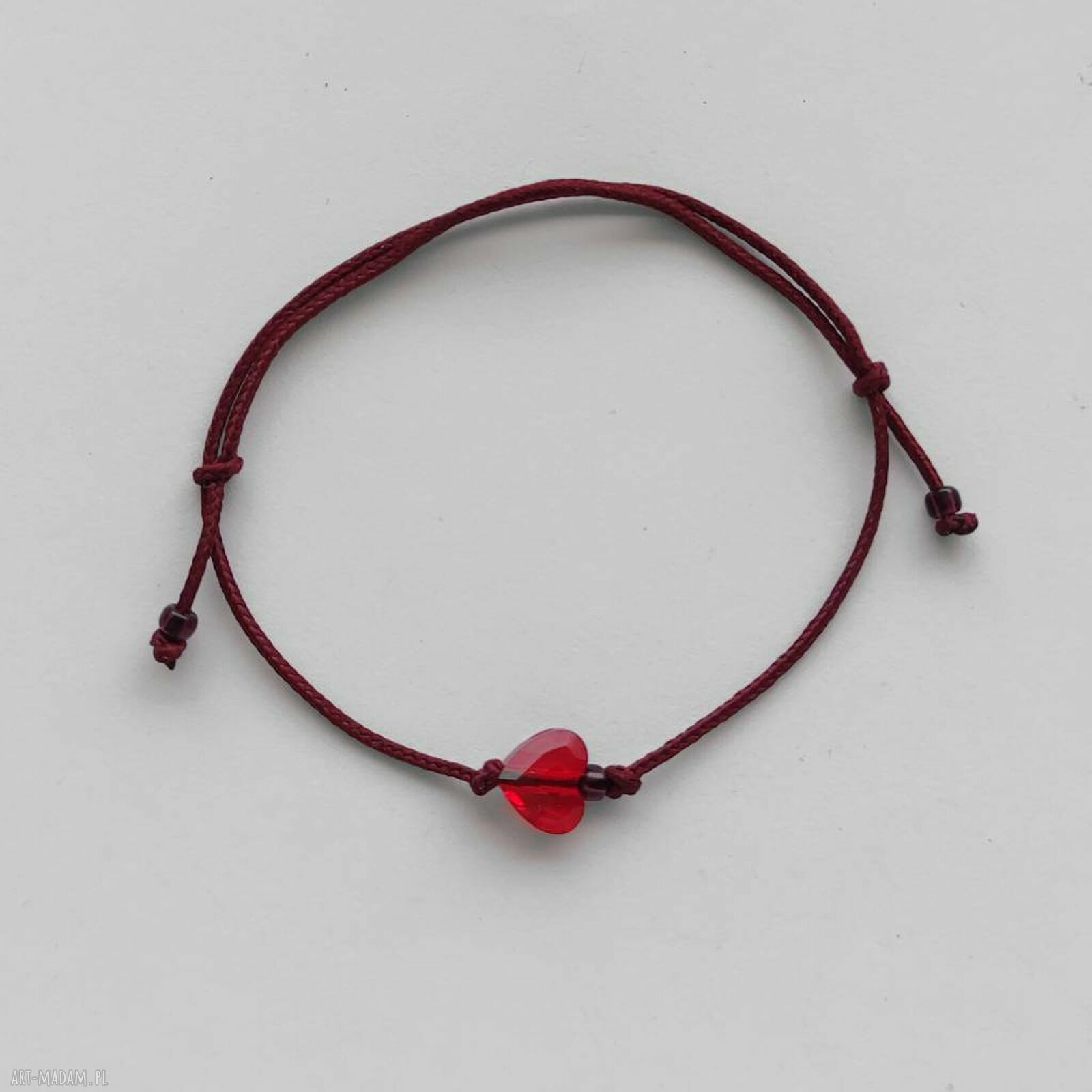 Serduszko - bransoletka handmade Swarovski na sznurku