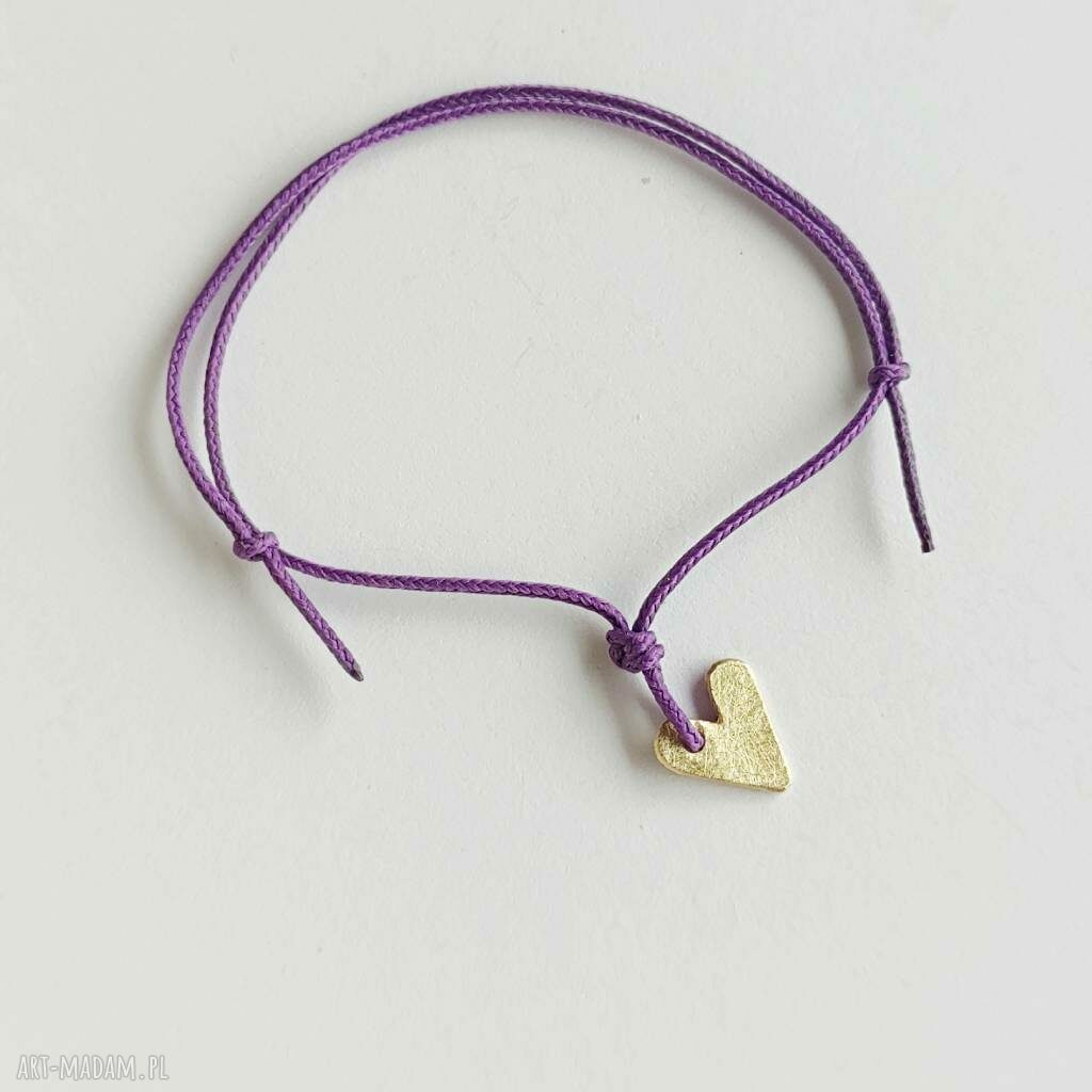Mosiężna bransoletka Serduszko na sznurku - handmade Katarzyna Kaminska